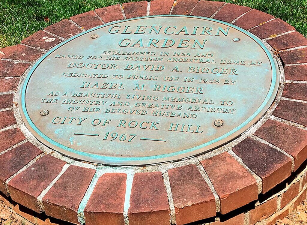 Brainspotting Therapist | Mindful Reflection | Brainspotting Charlotte | Rock Hill, SC | 29732 | 28207 | 29708 | Glencairn Garden sign, Rock Hill, SC. This location is a perfect spot for processing after a brainspotting therapy session.